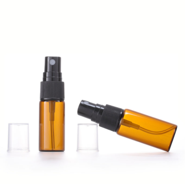 20ML Mini Amber Glass Bottle Spray Atomizer Black Sprayer Refillable Bottle Perfume Bottle