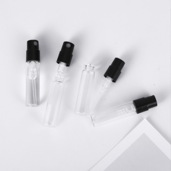 2ml perfume spray glass vials snap on neck crimp neck mini glass bottles