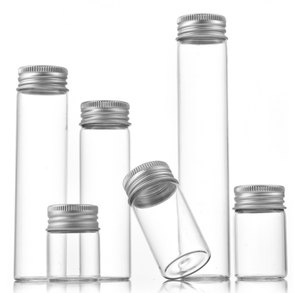 3cm diameter aluminum cap clear tubular glass vial