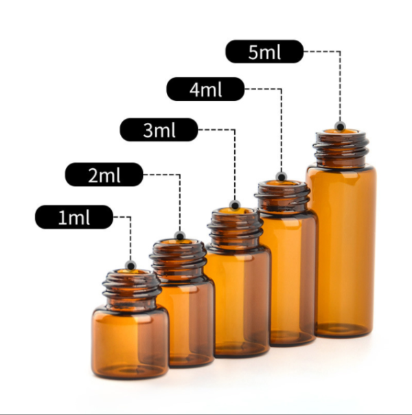 small glass bottles 4ml Clear Glass Vials with Screw Caps and Plastic Stoppers, 1 Dram Small Liquid Sample Vial