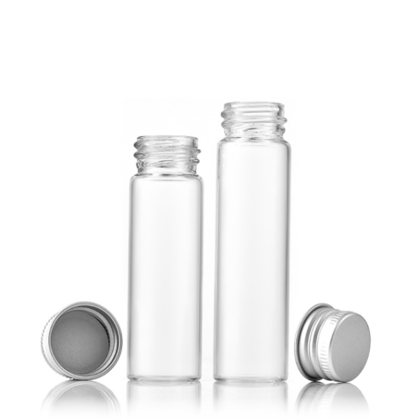 50ml Tiny Glas Sølv skrue Metal Cap Krukker Mini Beholdere