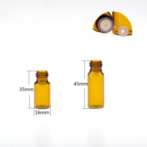 5ml Amber Small New Empty Bottles Glass Vials Bottles with Screw Gold Caps