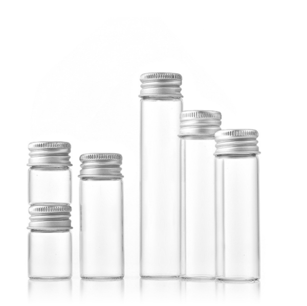 5 ml monsterflesjes, helderglazen flessen met aluminium doppen, potten, kleine fles