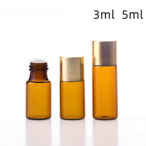 Small Glass Bottles with Shiny Golden Screw Aluminum Cap