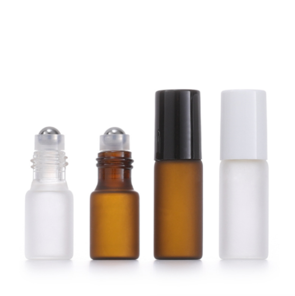 1ml 2ml 3ml 5ml Mini small Frosted slim perfume skincare essential oil bottle roll on ball glass bottle