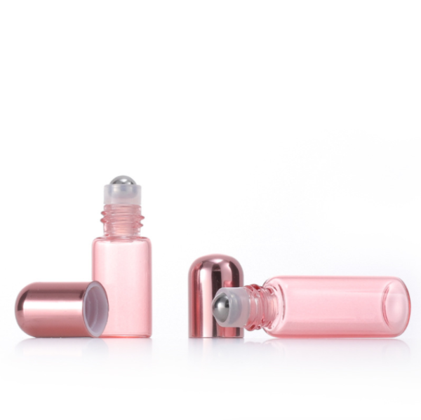 1 ml 2 ml 3 ml 5 ml vairumtirdzniecība Rose Gold Roller Bottles Stikla ēteriskās eļļas pudele ceļojumu pārnēsājama tukša kosmētikas pudele