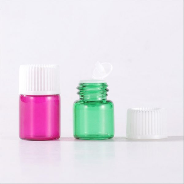 2 ml Green Pink Glass Vials with Orifice Reducer and Black Cap