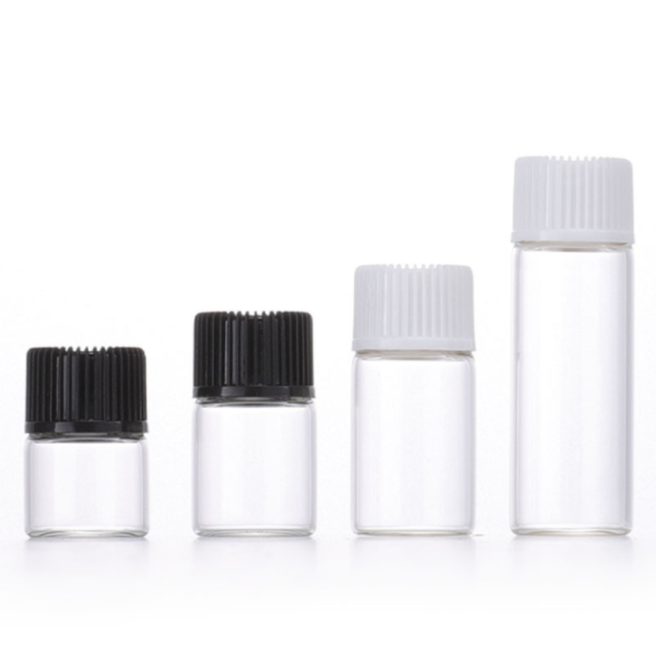 2ml Borcan de sticlă transparentă 2ml 2G Mini uncie mici Sticla de sticlă transparentă Recipient Borcan Flacon Oală pentru laboratorul de chimie Ulei esențial Smaple Apă lichidă Sticla de depozitare pentru machiaj cosmetic cu reductor de orificiu