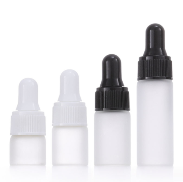 2 ml 3 ml 5 ml mini frostat dropparglas Aromaterapivätska med tomma kosmetiska behållare