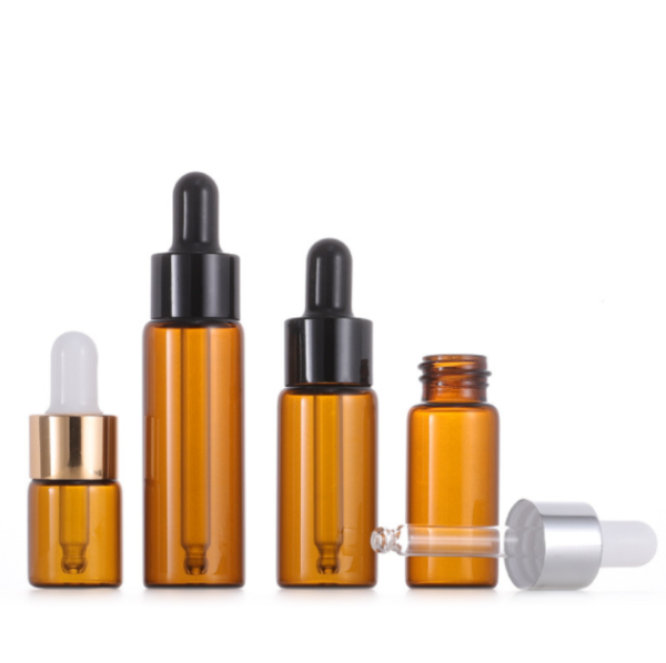 Kleine glazen druppelflesje 5 ml 10 ml 15 ml Amberkleurige oogdruppelflesjes Essentiële oliën Glazen pipet