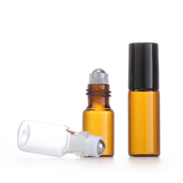 5ml Mini Amber Glass Essential Oil Roller Bottles