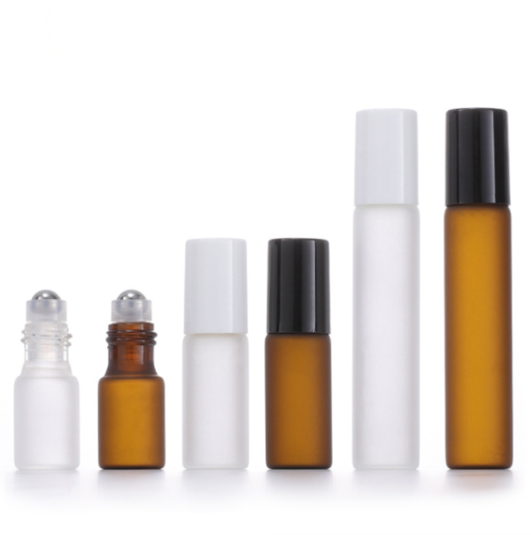 Frosted Glass Roller Bottles Empty Refillable Essential Oil Roll-on Bottles Φιαλίδιο δοχείου αποθήκευσης καλλυντικών δειγμάτων με γυάλινη κυλινδρική μπάλα για αιθέριο έλαιο Aromatherapy Perfume Eye Essence