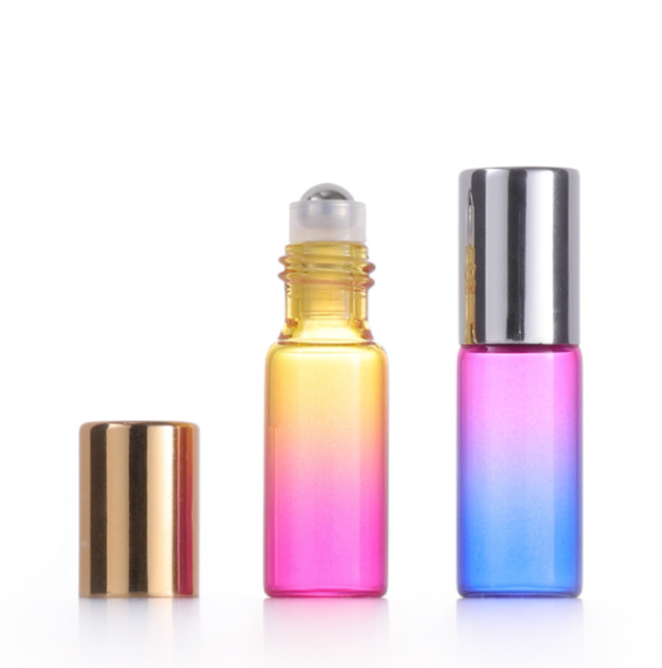 Glass Containers Essential Oil Roller Bottles, Colored Glass Roller Bottles with Stainless Steel Roller for Essential Oils Perfumes