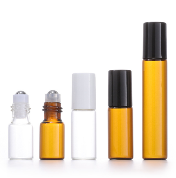 Glass Essential Oil Roller Bottle Empty Clear Roll on Bottles with Glass Roller Ball Cosmetic Contaners Vials for Perfumes