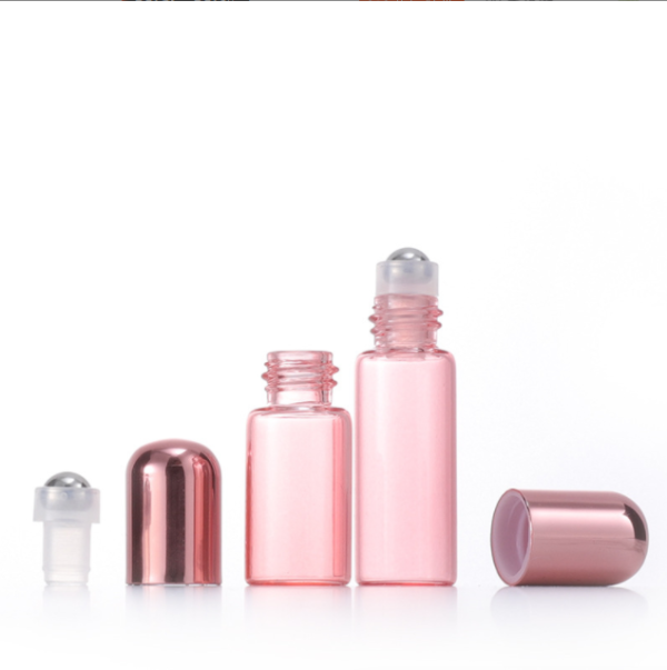 Glass oil sample vial Glass Roller Bottles Mini Perfume Essential Oil Roller Bottles Glass Empty Bottles 3ml Perfume Roll On Bottles Mini Sample Vials Cosmetics Small Container Rose Gold Travel