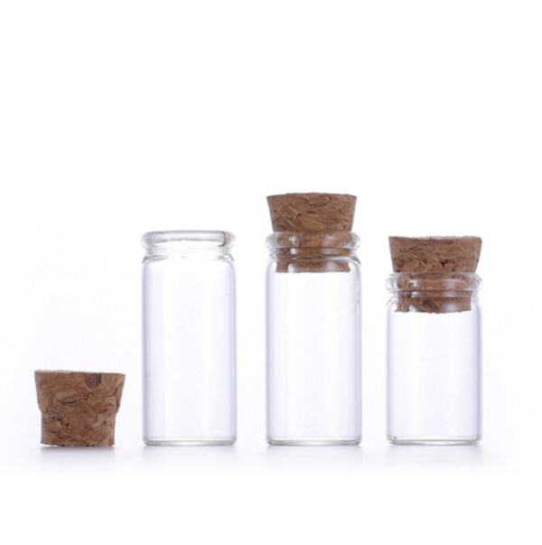 Glass Cork Bottles Small bottle Mini tube clear glass wishing vial bottle with wood cork for blessing