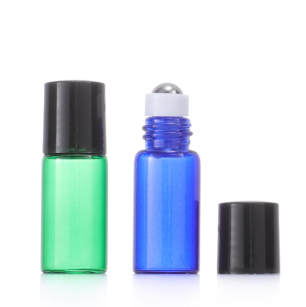 Emballage cosmétique petit flacon en verre 1 ml 2 ml 3 ml bleu rose vert huile essentielle parfum verre rouleau sur bouteille