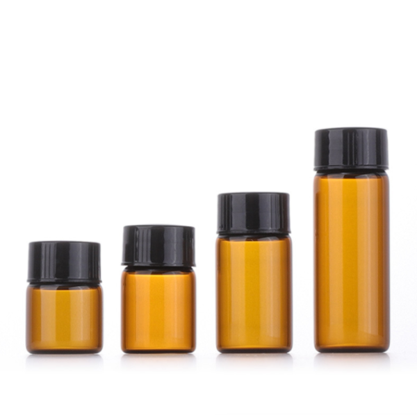 1ml 2ml 3ml 5ml Glass Vial Bottles Amber Color with Black Cap and Three Kinds of Tips Gasket for Samples Filling Use