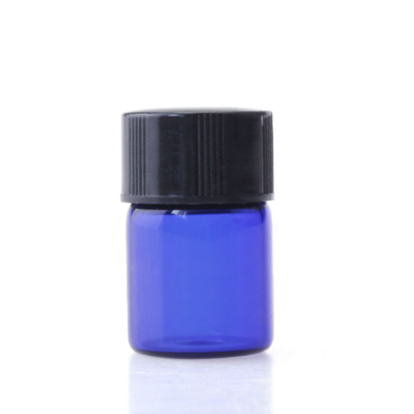 3ml Blue Glass Vial with Black Cap